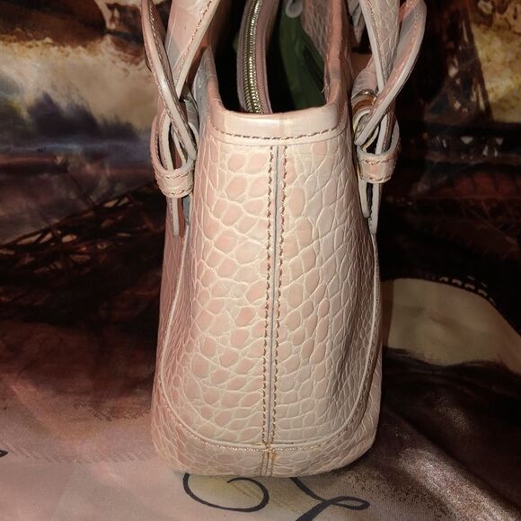 Cole Haan Mini Satchel Croc Print Embossed Leather Blush Pink Nude - Picture 4 of 16